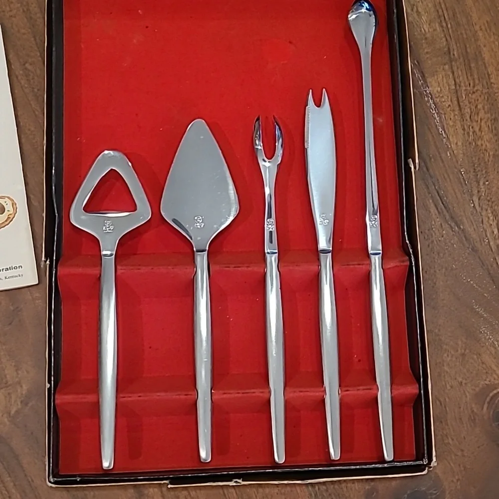 Vintage MCM Kalmar Stainless Steel 5 pc bar set